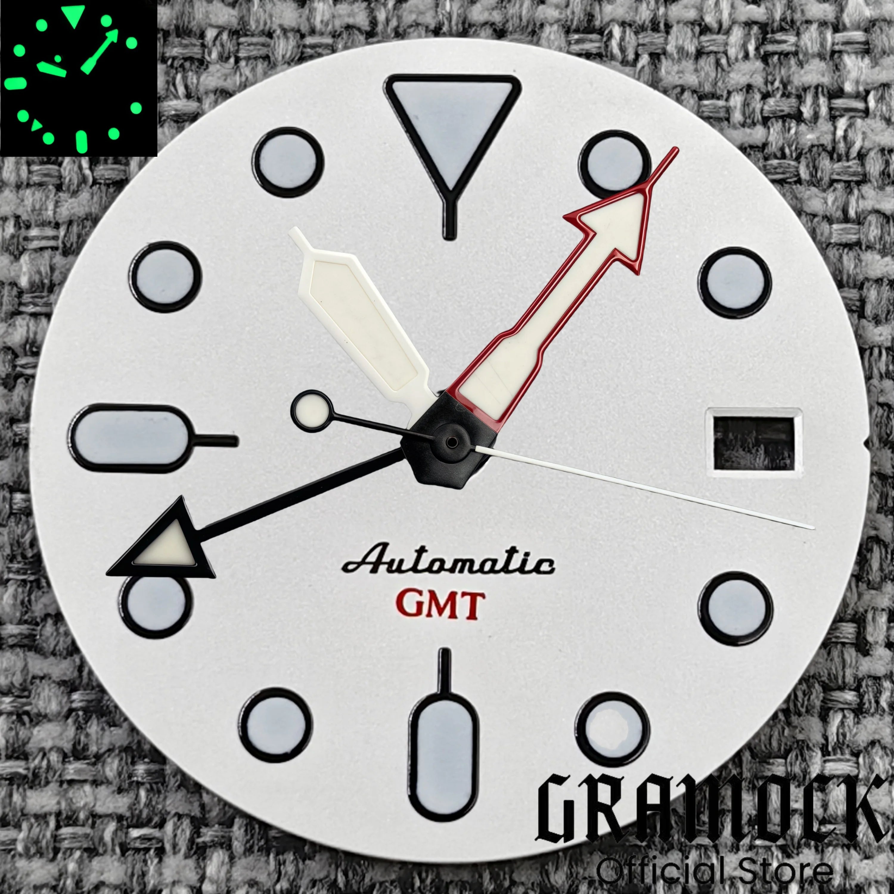 29mm Blue Red Black Orange GMT NH34 White Glossy Dial With Hands C3 Lume Fit NH34 Mechanical Watch Modified Accessories