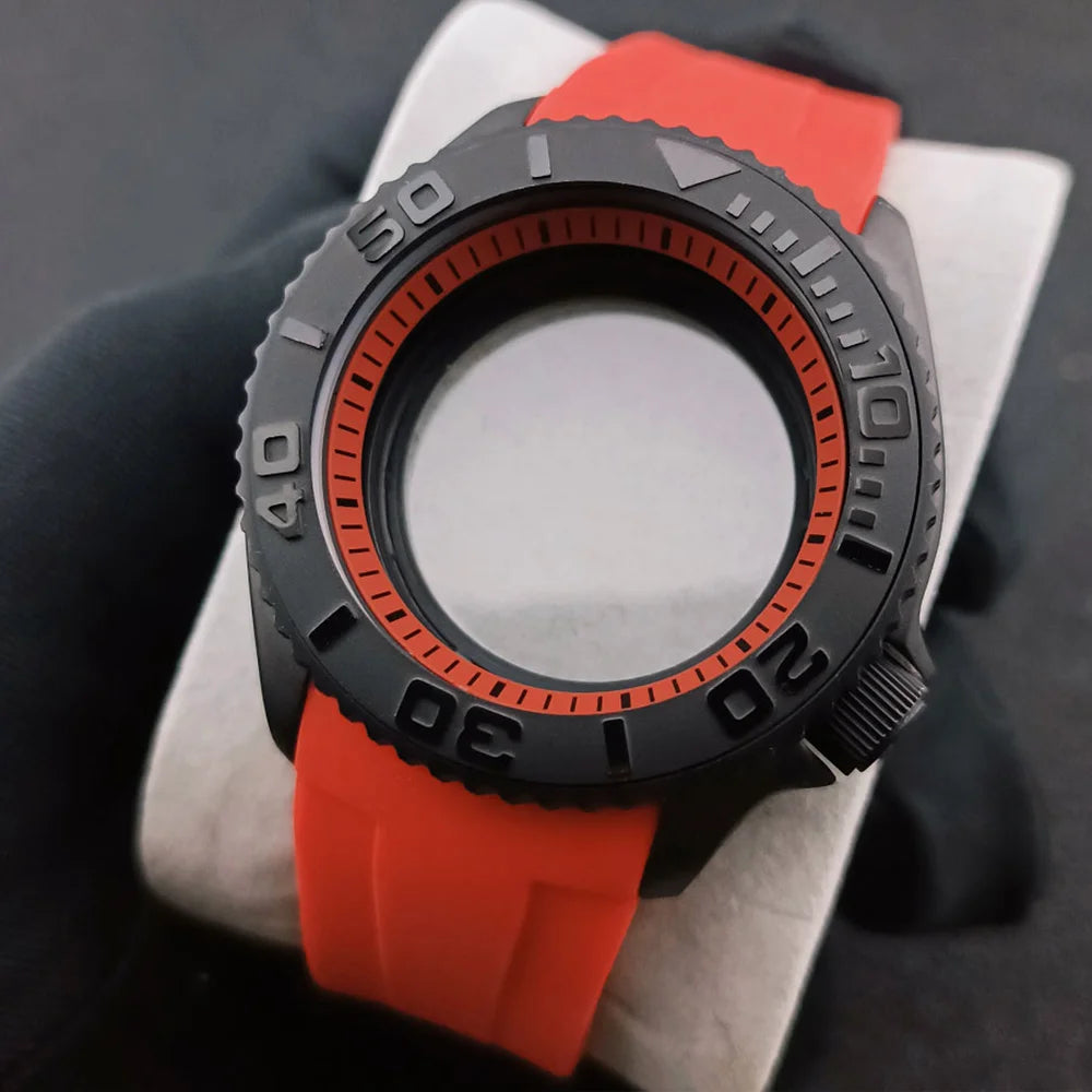 NH35 Case 42mm High-quality Yacht Master Steel Black Case NH35 NH36 Movement Case Watch Accessories Sapphire Glass 22mm Band