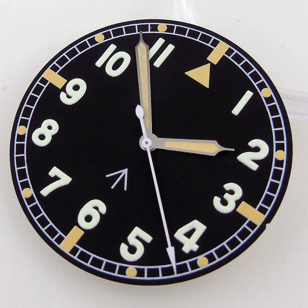 33.5mm Black Watch Dial Fit For NH34 NH36 NH35 Automatic Movement Arabic Numerals