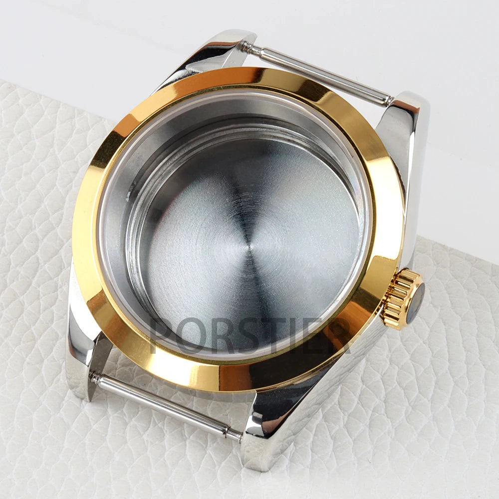 Smooth Bezel Two Tone Gold 36/39mm NH35 Watch Case 20mm Solid 316L Stainless Steel Jubilee/Oyster Strap for Datejust NH35 NH36 Movement 28.5mm Dial 10bar