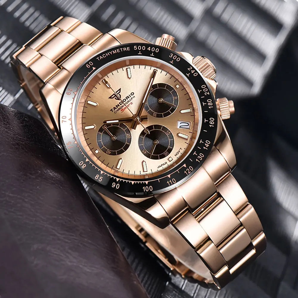Tandorio Daytona TD401 Chronograph Watch Sapphire Tachymeter Japan