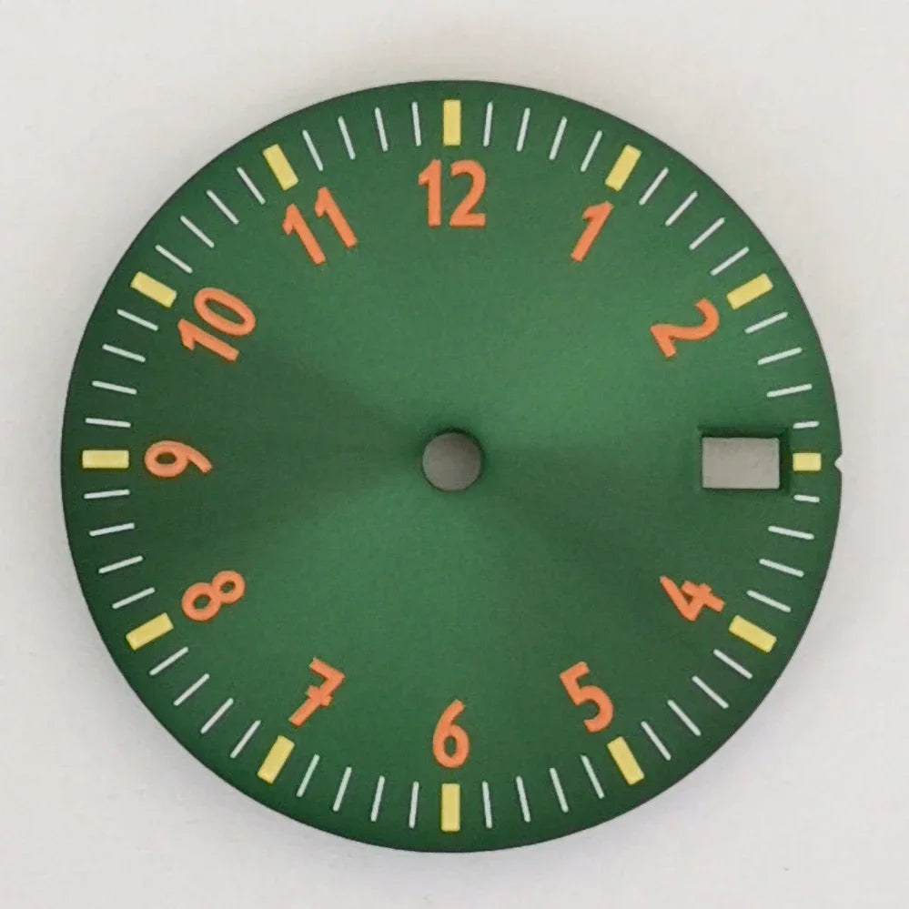 28.5MM Watch Dial NH35 Digital Dial Green Luminous Watch Faces Watch Modification Accessories for NH35/ NH36/ 4R/ 7S Movement