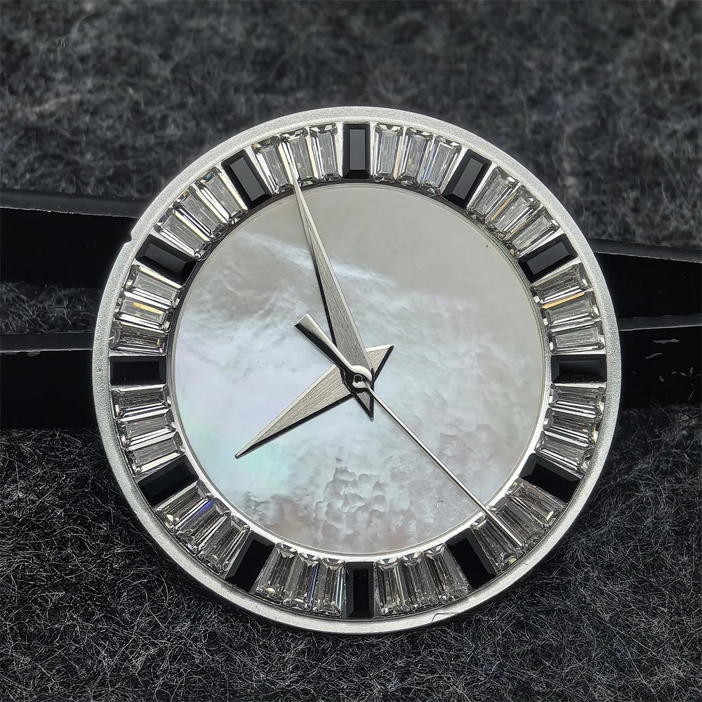 28.5mm Shell Watch Dial with Crystal High Quality Hands No Date No Luminous Watches Faces Modified Accessories
