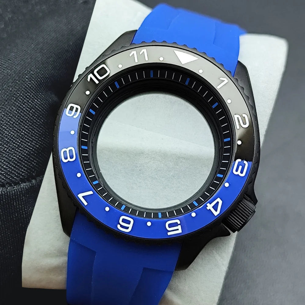 NH35 Case 42mm High-quality Yacht Master Steel Black Case NH35 NH36 Movement Case Watch Accessories Sapphire Glass 22mm Band