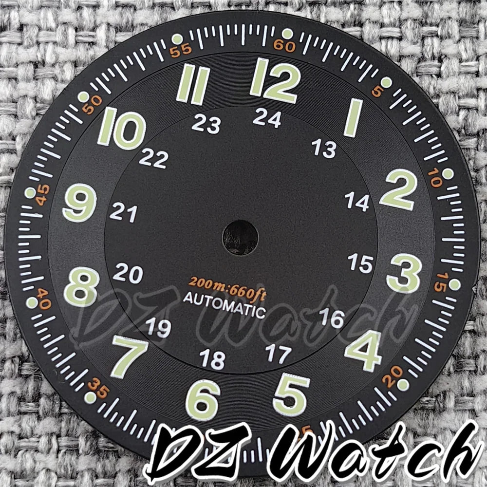 NH35 New 29mm Black/White/Green/Blue Pilot Style Watch Dial Face Set Arabic Numerals Fit NH36 ETA2824 PT5000 Automatic Movement