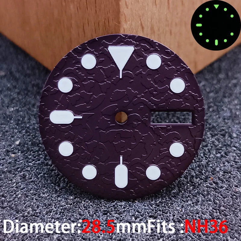 28.5mm Day-Date Dial for NH36 watch dial Green luminous Mod accessories parts 13 colors