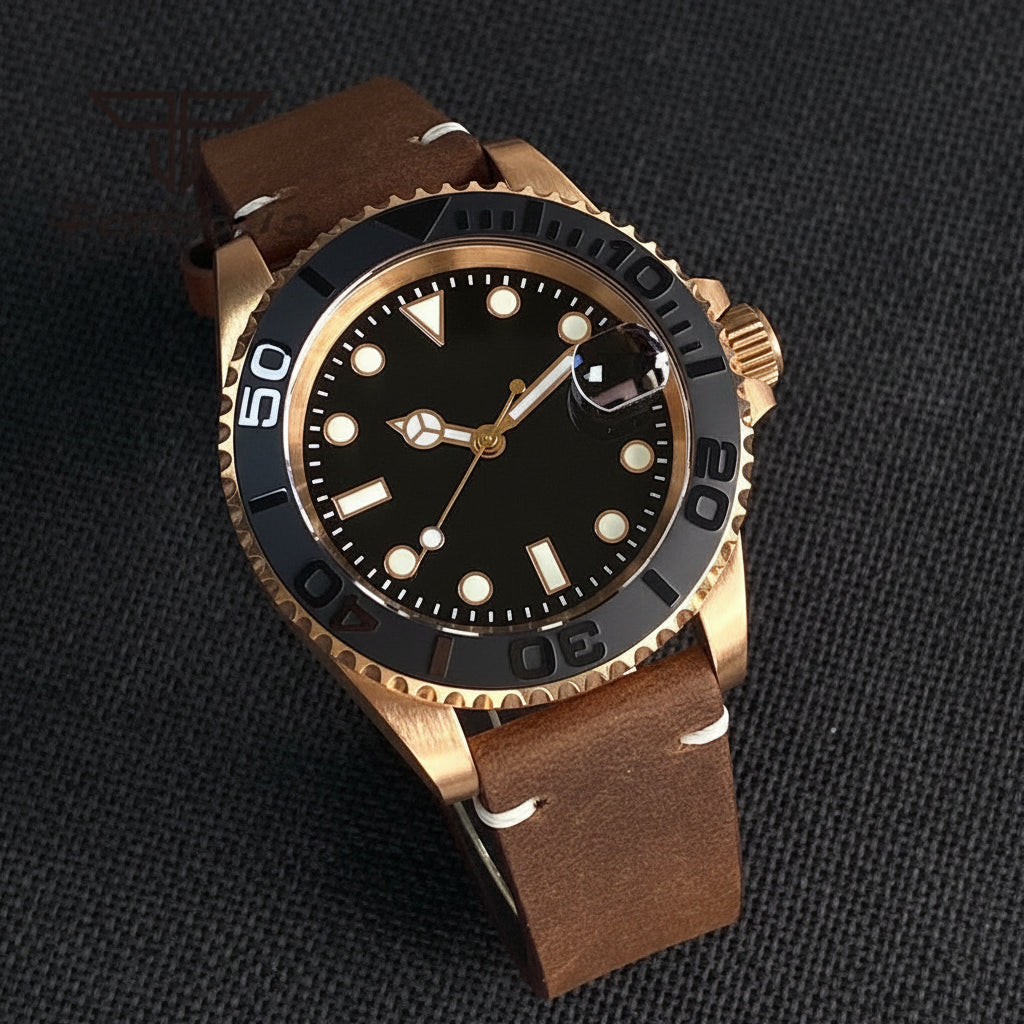 Solid Bronze Yacht Master Watch 40mm Tandorio TD232K CUSN8 NH35A Sapphire 20Bar