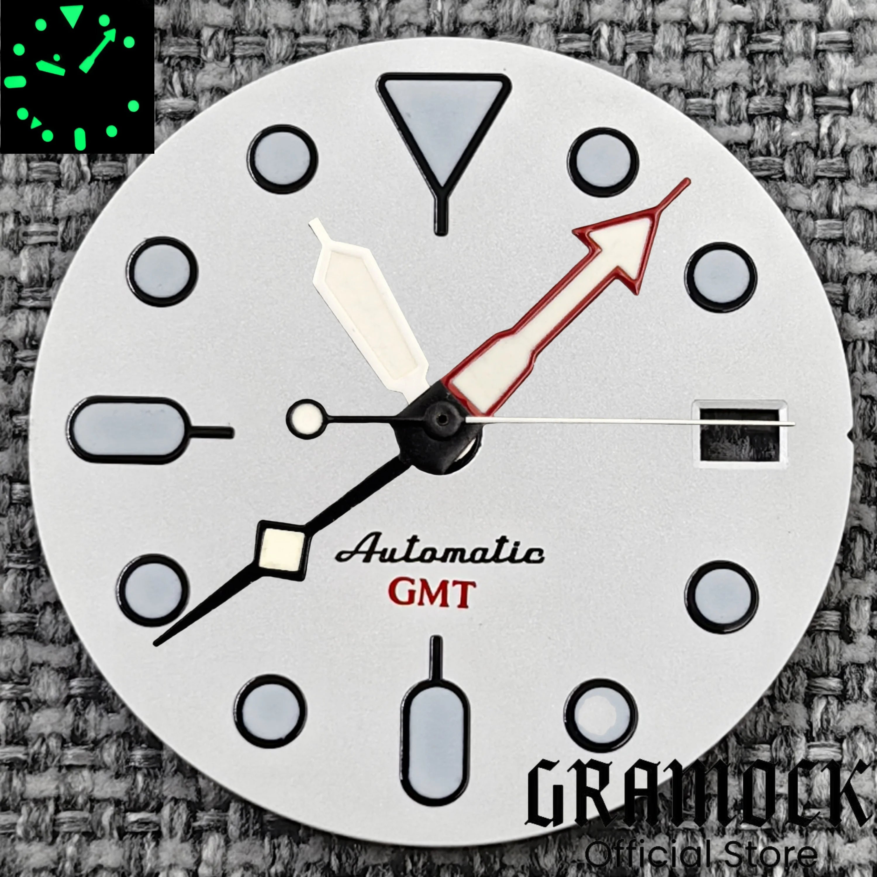 29mm Blue Red Black Orange GMT NH34 White Glossy Dial With Hands C3 Lume Fit NH34 Mechanical Watch Modified Accessories