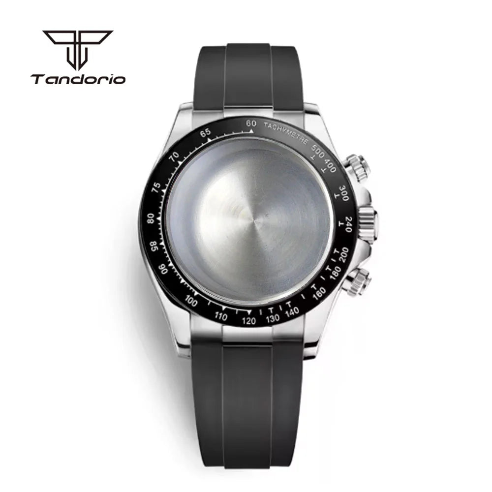 39mm Quartz Watch Case+Watchband Sapphire Glass Fit VK63 VK64 Movt Multi-Functional Chronograph Men Wristwatch Accessories Parts