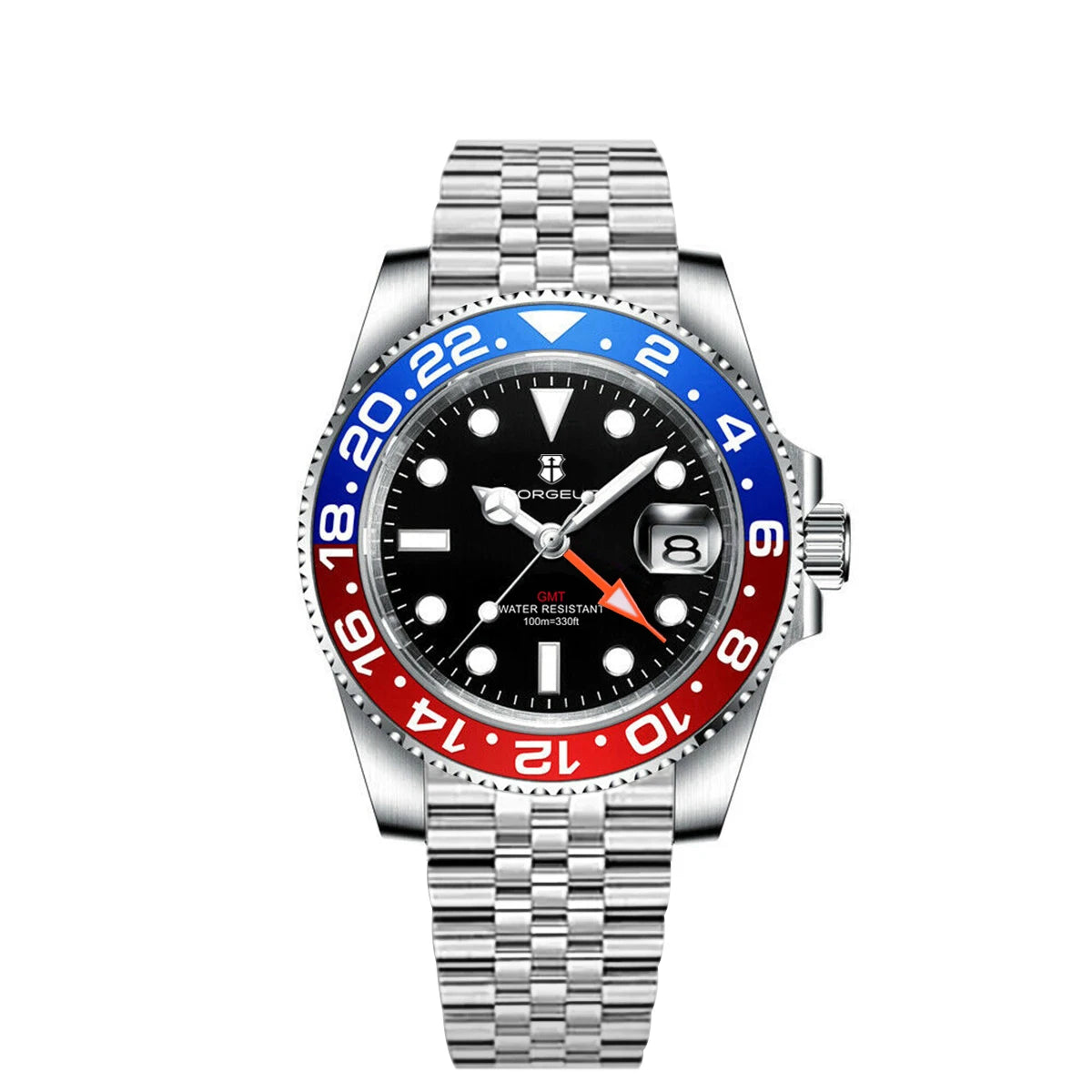 40mm RONDA 515 Quartz GMT Watch Corgeut 100M Water Resistant Luminous Sapphire