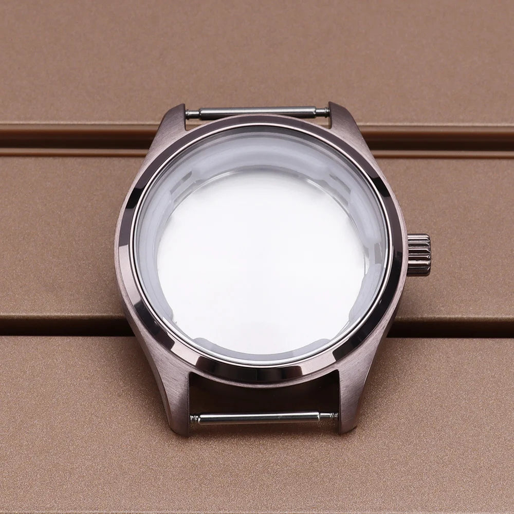 40mm Pilot Watch Case Brushed Design 316L Stainless Steel For Seiko NH35 NH36 NH34/38 Movement 10ATM Watch Parts