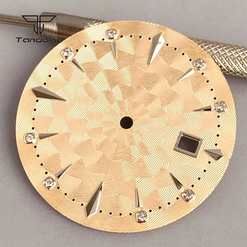 35mm Watch Dial Multicolor Texture Face Date Window Fit NH35 Automatic Watches Sword Hands Set Wristwatch Accessories Mod Parts