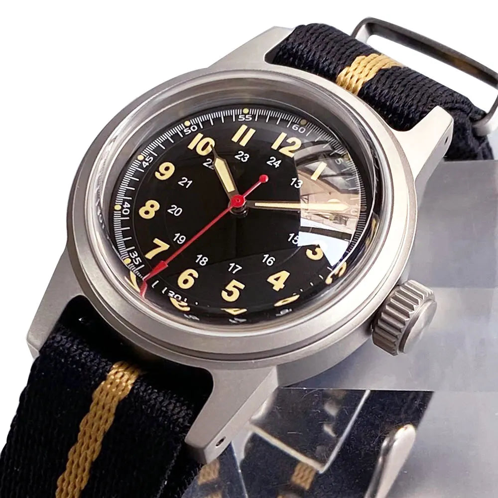 Miyota8215 PT5000 Pilot Watch Tandorio TD135M 36MM Small Military 20ATM Domed Sapphire Vintage Field Dial