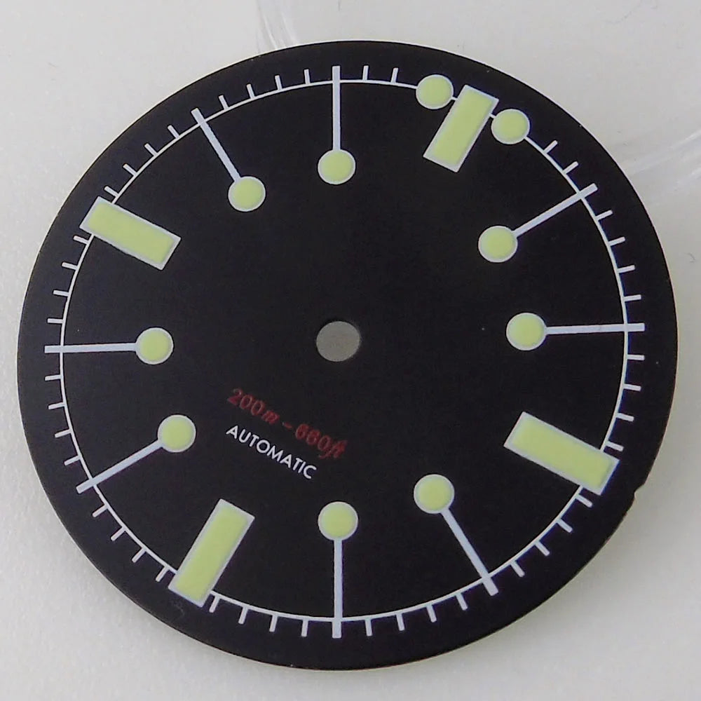 Sterile 31mm Silver Watch Dial for Seik0 N H35 N H36 Movement Green Luminous Di ving Wristwatch Accessories
