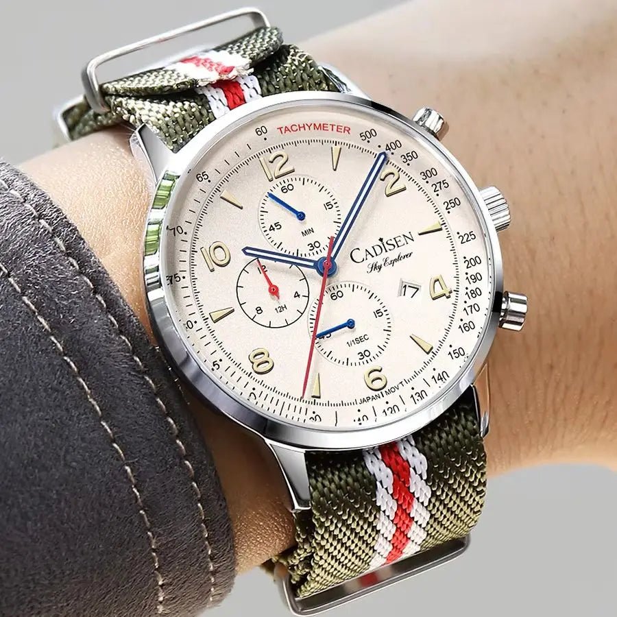 CADISEN C7067 Chronograph MIYOTA 0S10 Quartz Watch AR Mirror 5bar