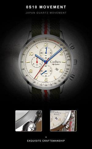 CADISEN C7067 Chronograph MIYOTA 0S10 Quartz Watch AR Mirror 5bar - Tandorio Watches