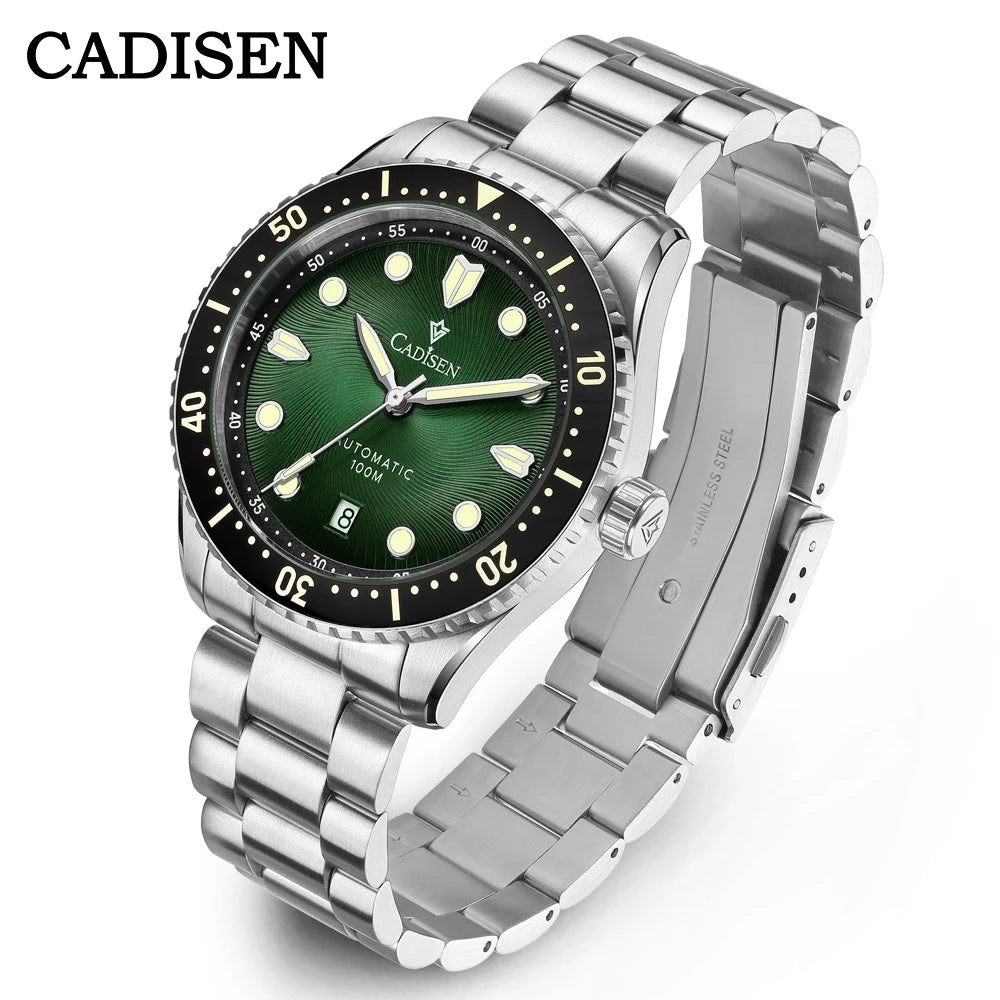 CADISEN C8245 Diver AR Sapphire MIYOTA 8215 Mechanical Wristwatch Ceramic Ring 10Bar Luminous - Tandorio Watches