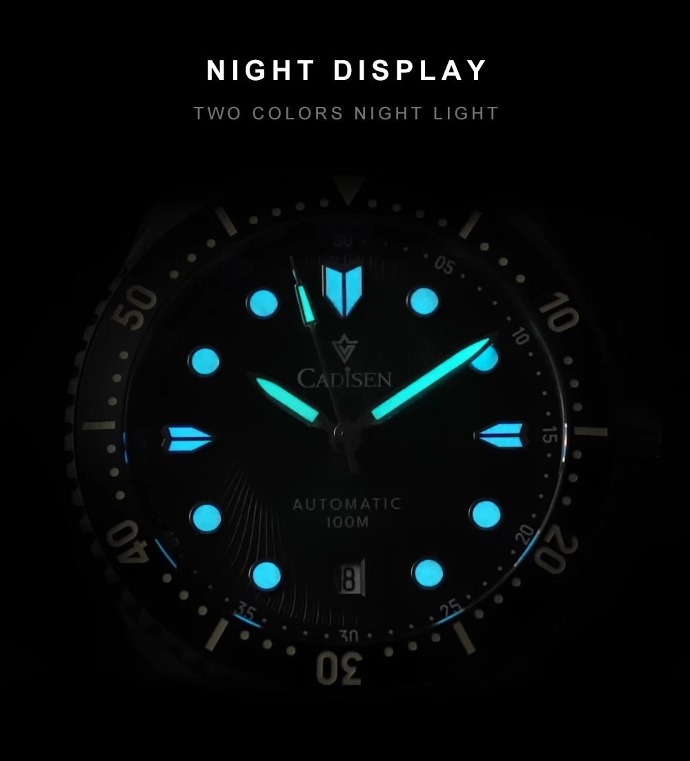 CADISEN C8245 Diver AR Sapphire MIYOTA 8215 Mechanical Wristwatch Ceramic Ring 10Bar Luminous - Tandorio Watches