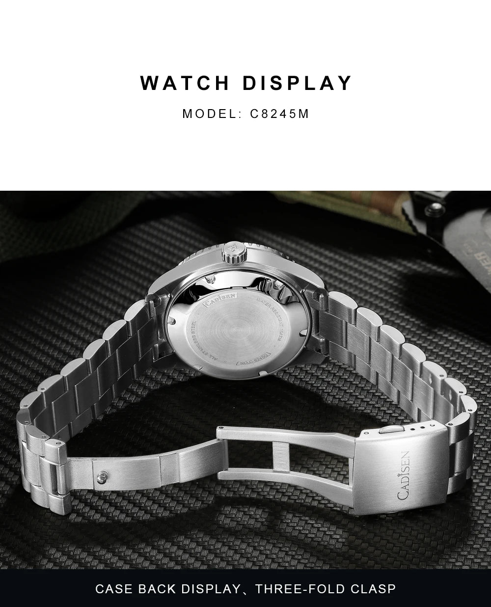 CADISEN C8245 Diver AR Sapphire MIYOTA 8215 Mechanical Wristwatch Ceramic Ring 10Bar Luminous - Tandorio Watches