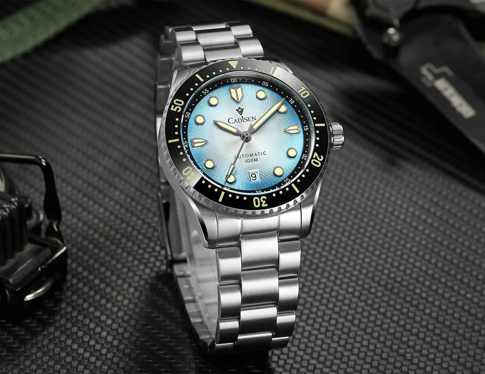 CADISEN C8245 Diver AR Sapphire MIYOTA 8215 Mechanical Wristwatch Ceramic Ring 10Bar Luminous - Tandorio Watches