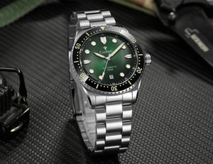 CADISEN C8245 Diver AR Sapphire MIYOTA 8215 Mechanical Wristwatch Ceramic Ring 10Bar Luminous - Tandorio Watches