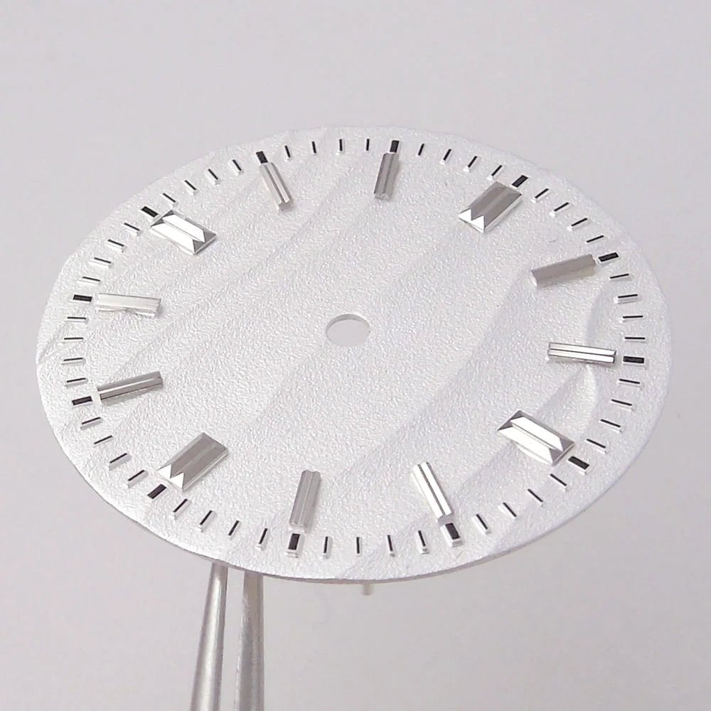 Double bar no date window Nologo 29mm Sand Dune Watch Dial Plate for NH35 NH36 ETA2824 PT5000 ST2130 Silver Hand no date Watch Parts for Diver Watch Mod - Tandorio Watches