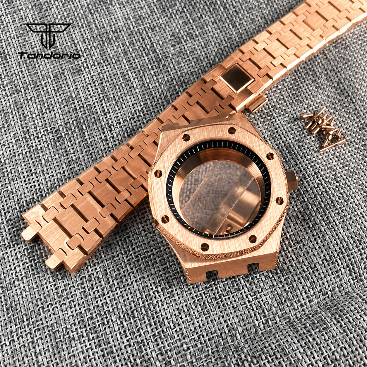 42mm Royal Oak AP Case Stainless Steel Brushed Octagon Watch Case Bracelet Glass Back Chapter Ring Sapphire Glass Fit NH35 NH36 Automatic Movement