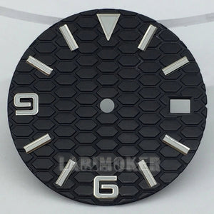 honeycomb texture watch dial is 29mm green luminous suitable for replacing parts of NH35 and NH36 movements - Tandorio Watches