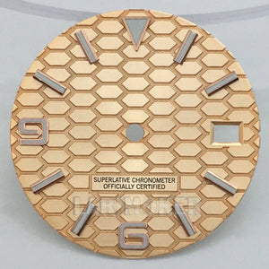 honeycomb texture watch dial is 29mm green luminous suitable for replacing parts of NH35 and NH36 movements - Tandorio Watches