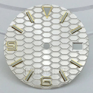 honeycomb texture watch dial is 29mm green luminous suitable for replacing parts of NH35 and NH36 movements - Tandorio Watches