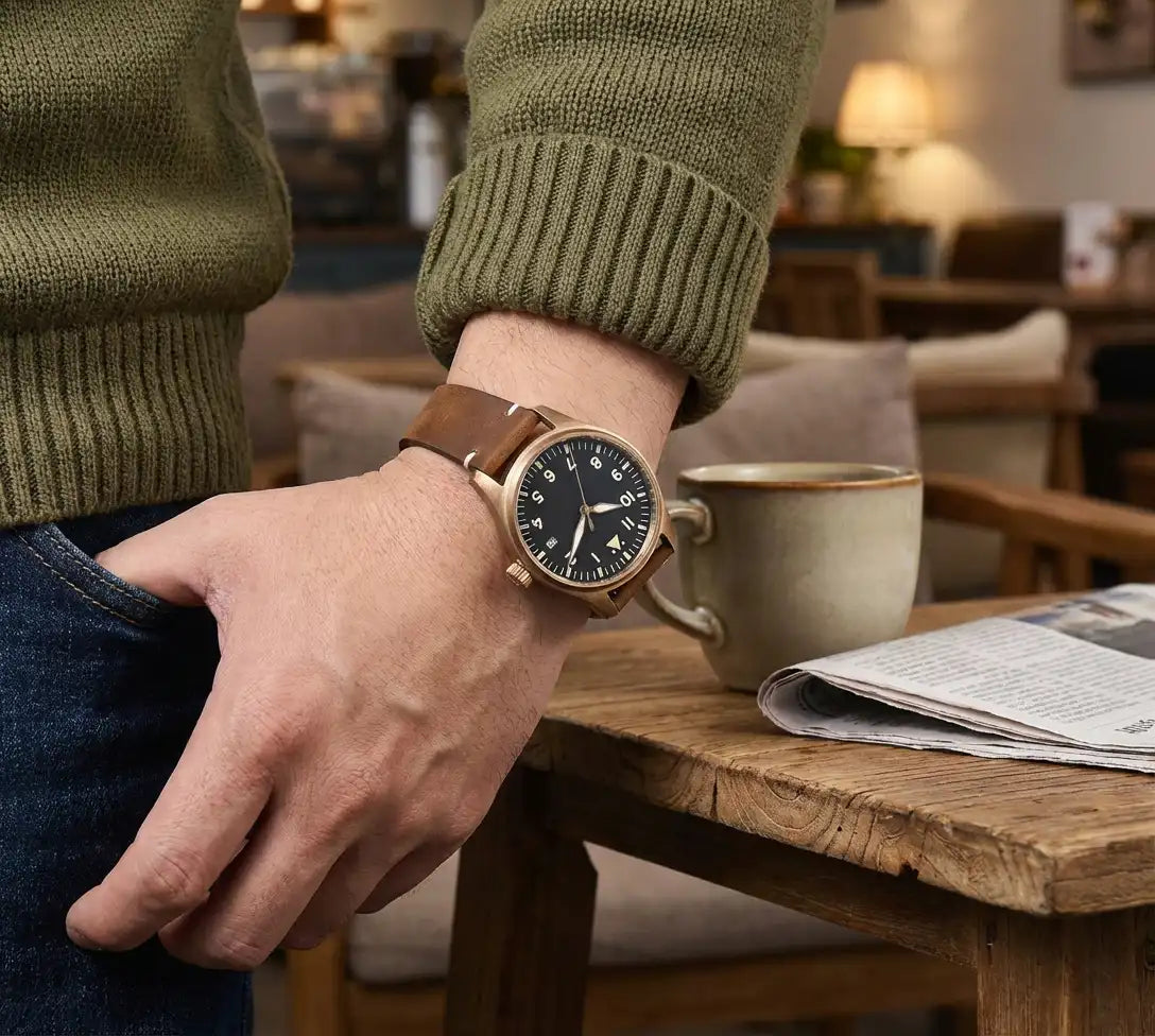 Tandorio Bronze CUSN8 NH35 Movement Sapphire Pilot 20BAR 39mm TD147