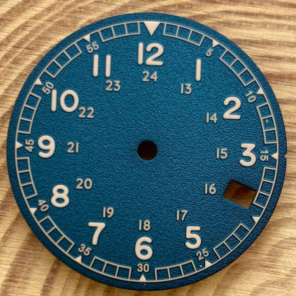 Nologo 29mm Pilot Field Watch Dial Face for NH35 NH36 3.8/3 Clock Watch Mod Case Numbers Markers Vintage Black Hand SKX Mod - Tandorio Watches