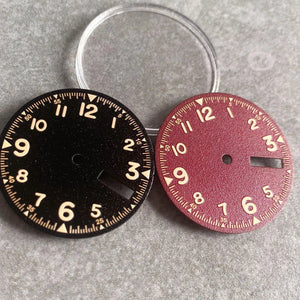 Nologo 29mm Pilot Field Watch Dial Face for NH35 NH36 3.8/3 Clock Watch Mod Case Numbers Markers Vintage Black Hand SKX Mod - Tandorio Watches