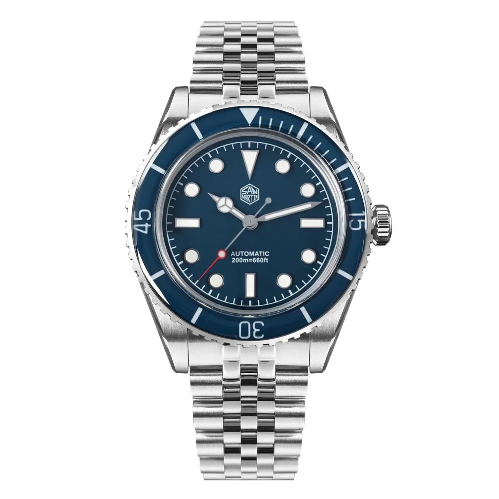 San Martin Diver SN0133 40mm NH35 Automatic AR Sapphire Bezel J - type Bracelet Waterproof 200m Swiss Lume - Tandorio Watches