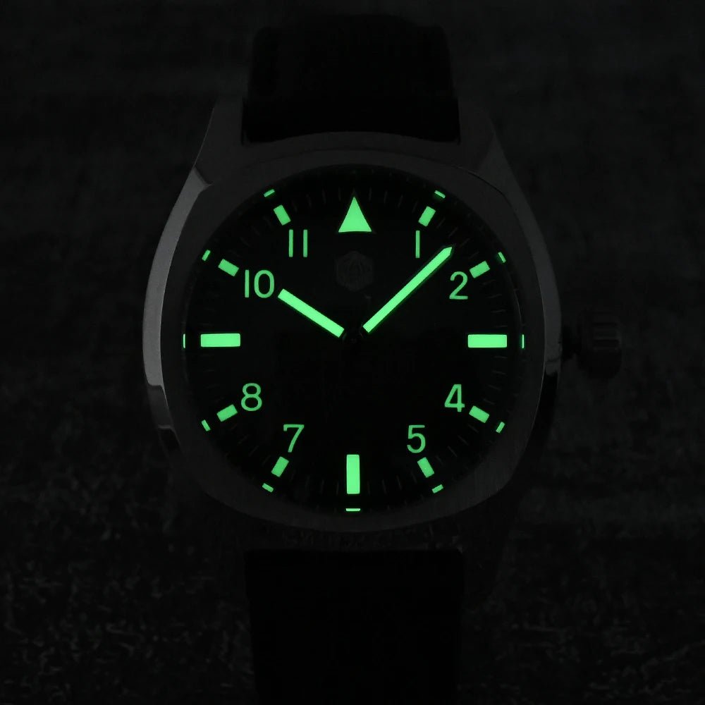 San Martin Dress Watch SN0026 38mm PT5000 SW200 Automatic Original Design Grid Textured Dial 10Bar C3 Lume Sapphire - Tandorio Watches