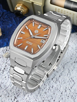 San Martin Dress Watch SN0145 39.5mm Tonneau Luxury Mineral Dial PT5000 SW200 Automatic AR Sapphire Luminous - Tandorio Watches