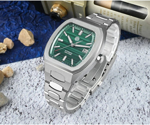 San Martin Dress Watch SN0145 39.5mm Tonneau Luxury Mineral Dial PT5000 SW200 Automatic AR Sapphire Luminous - Tandorio Watches