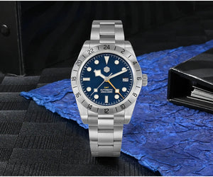 San Martin SN0054G GMT Pink Dial BB 39mm NH34 Automatic Watch 10Bar AR Sapphire BGW9 Lume - Tandorio Watches