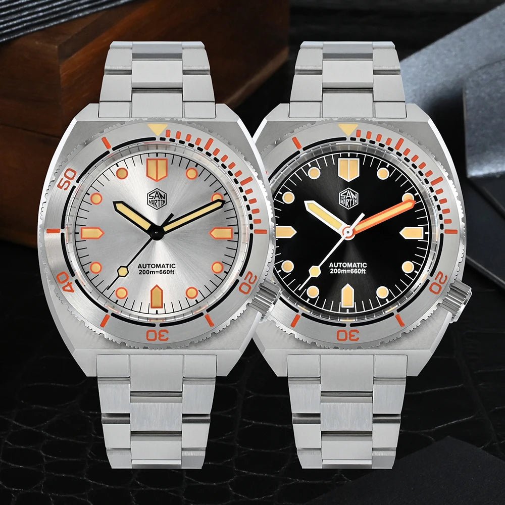 San Martin SN0067 40mm Diver Watch YN55 Automatic AR Sapphire 20Bar Swiss Lume - Tandorio Watches