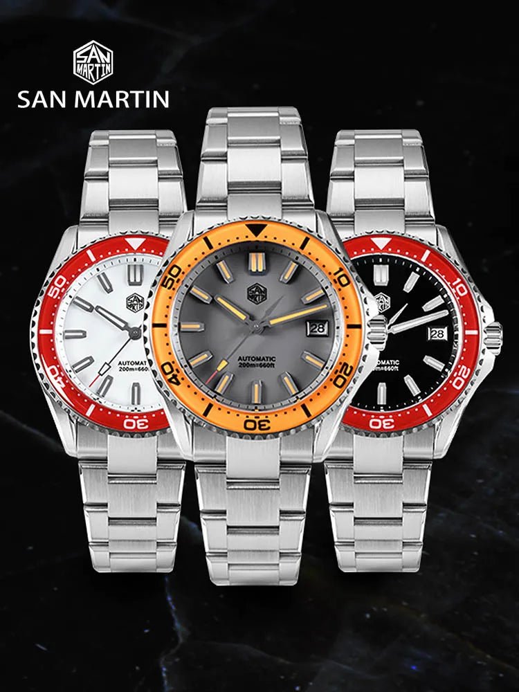 San Martin Sn0129 Enamel Dial Full Luminous 39mm Dive Watch NH35 Automatic 20Bar Ar saphire Swiss Lume - Tandorio Watches