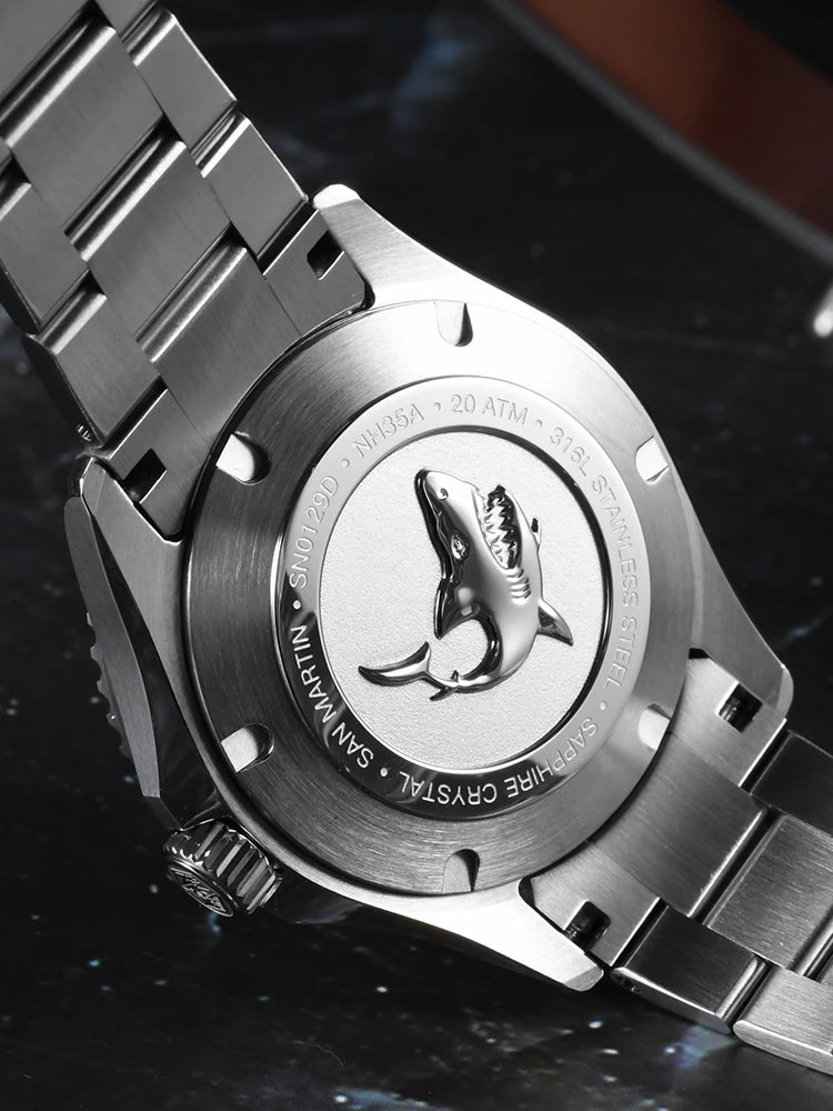 San Martin Sn0129 Enamel Dial Full Luminous 39mm Dive Watch NH35 Automatic 20Bar Ar saphire Swiss Lume - Tandorio Watches