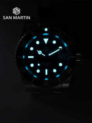 San Martin SUB Diver Sn0019G 41mm Water Ghost PT5000 SW200 Automatic AR Sapphire 20Bar BGW - 9 Luminous - Tandorio Watches