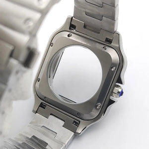 Square Watch Case High quality 38mm NH35 case 316L polished stainless steel case kit for Cartier Santos square case fits NH35/36/ 4R35/36 movement - Tandorio Watches