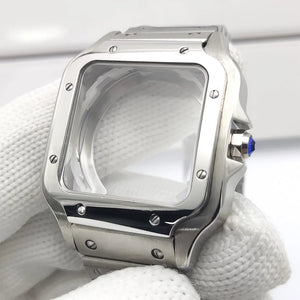 Square Watch Case High quality 38mm NH35 case 316L polished stainless steel case kit for Cartier Santos square case fits NH35/36/ 4R35/36 movement - Tandorio Watches
