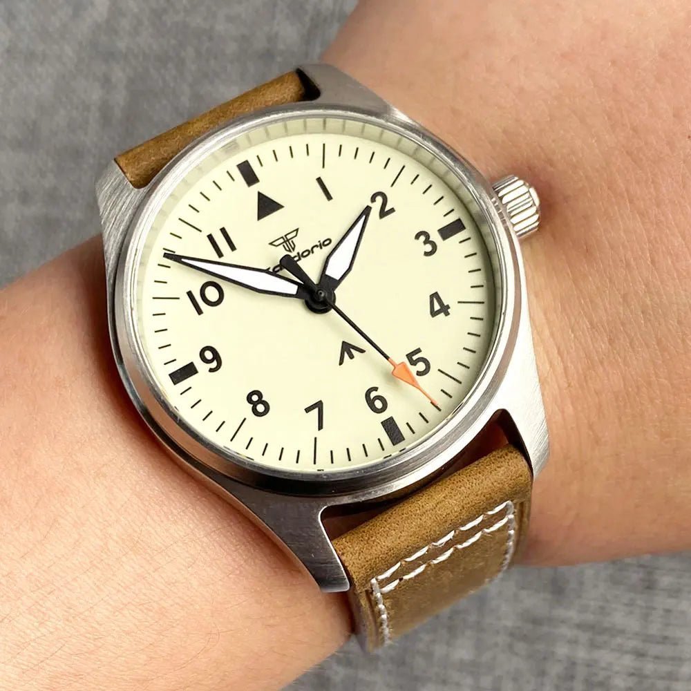 Tandorio 39mm Pilot 200M Automatic NH35A PT5000 Sapphire Crystal Vintage TD050 - Tandorio Watches