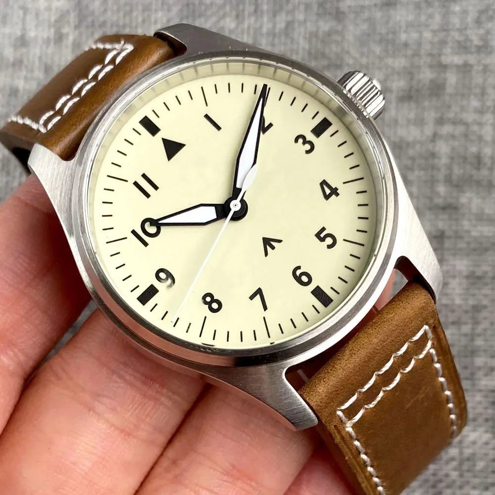 Tandorio 39mm Pilot 200M Automatic NH35A PT5000 Sapphire Crystal Vintage TD050 - Tandorio Watches