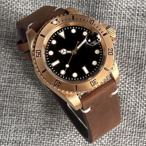 Tandorio 40mm Real Bronze Diver Sunburst Green NH35 Movt 20bar Sapphire - Tandorio Watches