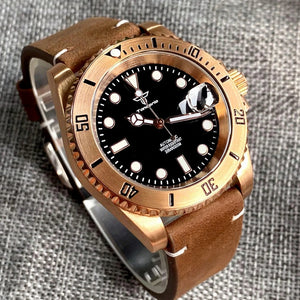 Tandorio 40mm Real Bronze Diver Sunburst Green NH35 Movt 20bar Sapphire - Tandorio Watches