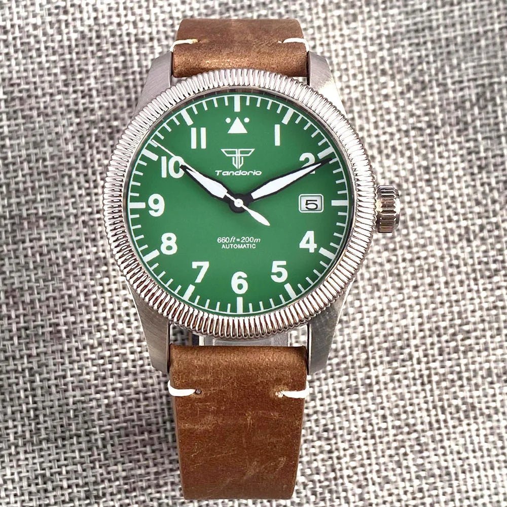 Tandorio Seiko NH35 Automatic 39mm Pilot Military 20Bar Sapphire TD016 - Tandorio Watches