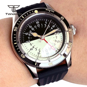 Tandorio TD213 NH34 GMT Watch Serica Homage Full Lume Two Tone Dial Domed Sapphire 20BAR Dive 40mm Men's Fashion Wristwatch - Tandorio Watches